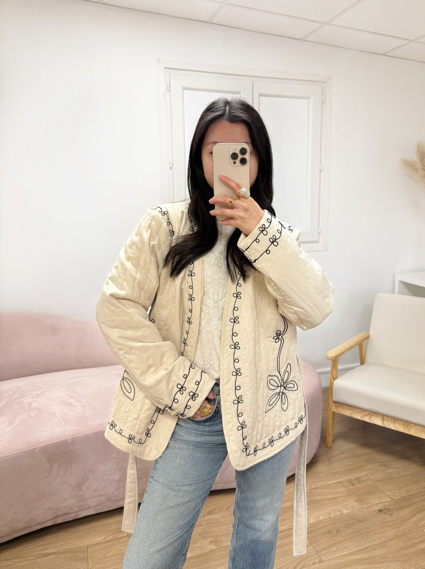 Veste Rosalia matelassée beige
