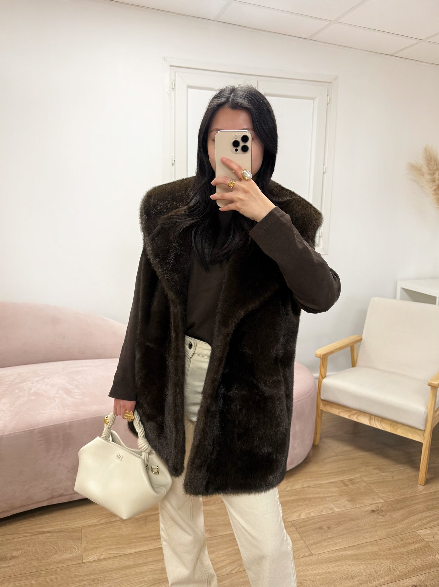 Gilet Emilie en faussure fourrure marron