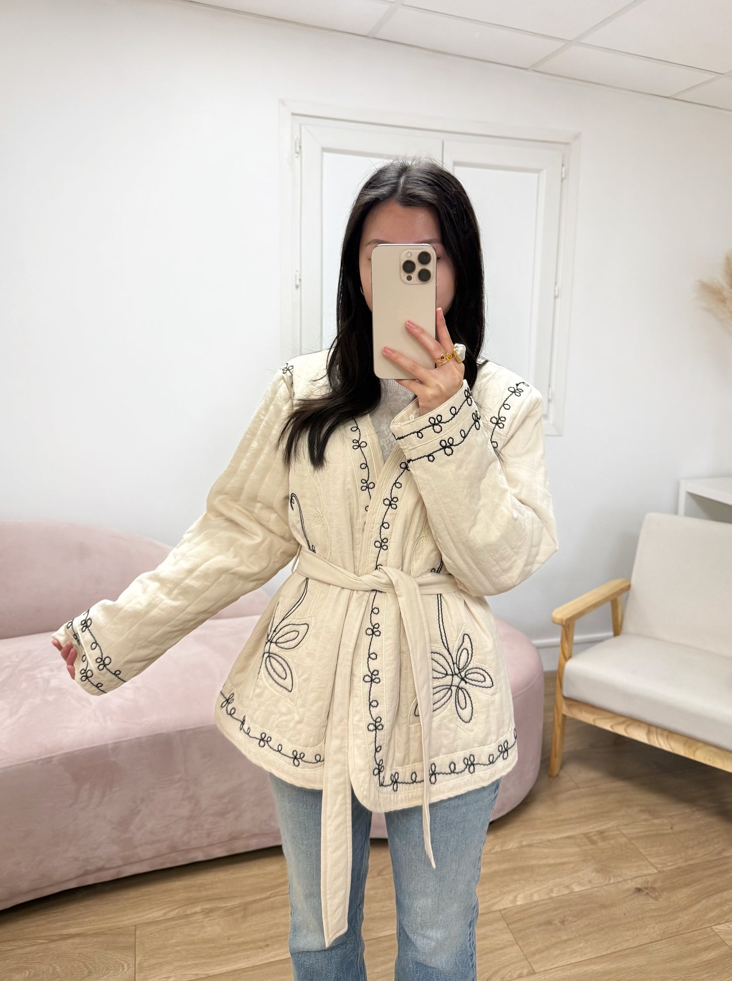 Veste Rosalia matelassée beige
