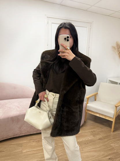 Gilet Emilie en faussure fourrure marron
