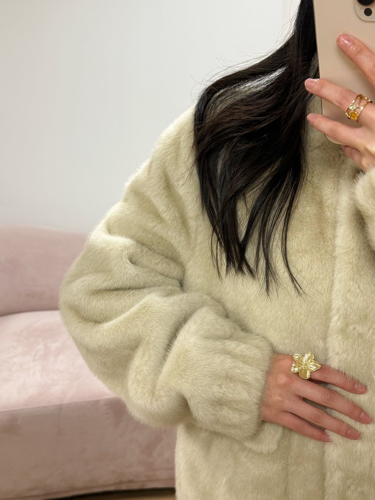 Manteau Justine fausse fourrure beige