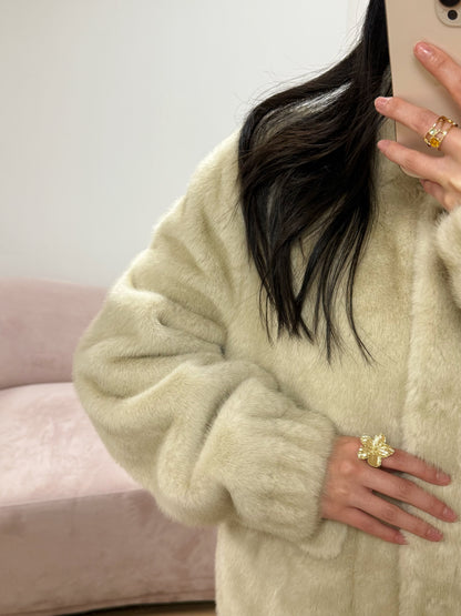 Manteau Justine fausse fourrure beige