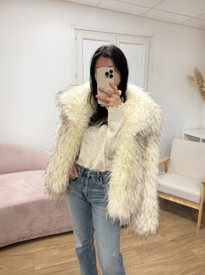 Manteau Margot en fausse fourrure blanc