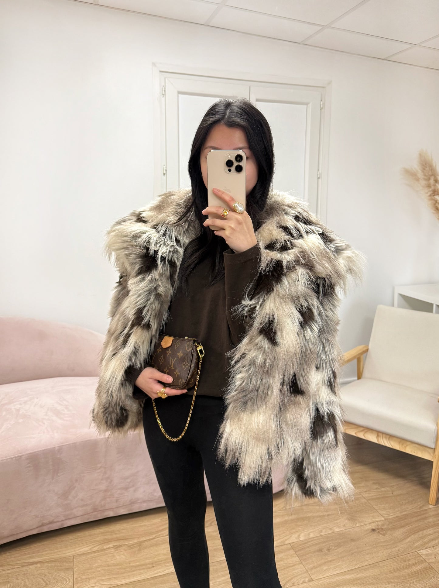 Manteau Chloé en fausse fourrure marron