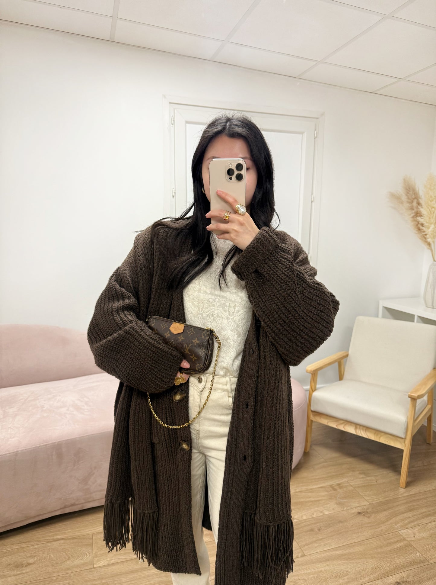 Gilet + écharpe Caroline marron