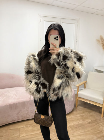 Manteau Chloé en fausse fourrure marron